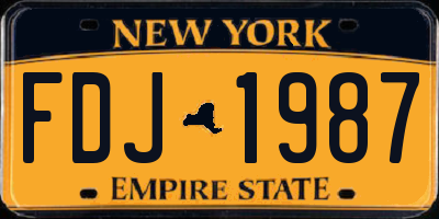 NY license plate FDJ1987