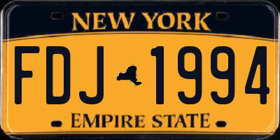 NY license plate FDJ1994