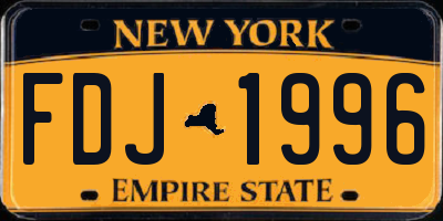 NY license plate FDJ1996
