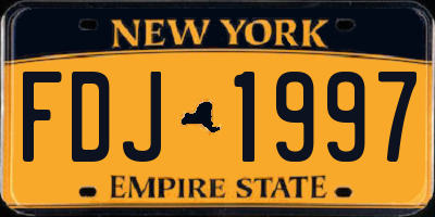 NY license plate FDJ1997