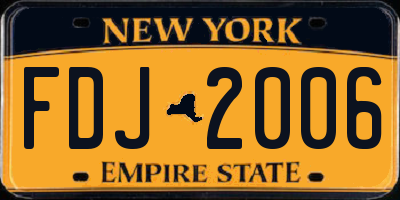 NY license plate FDJ2006