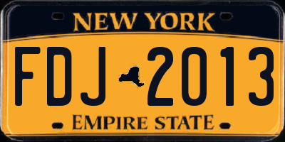 NY license plate FDJ2013