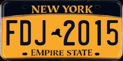 NY license plate FDJ2015
