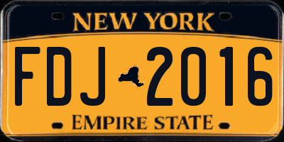 NY license plate FDJ2016