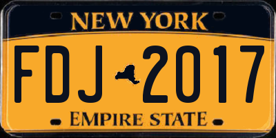 NY license plate FDJ2017
