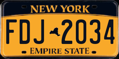 NY license plate FDJ2034