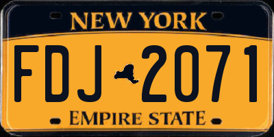 NY license plate FDJ2071