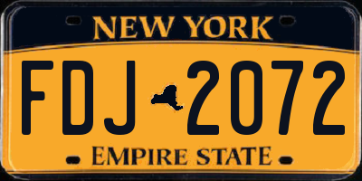 NY license plate FDJ2072