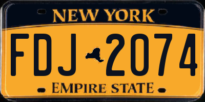 NY license plate FDJ2074