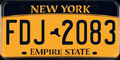 NY license plate FDJ2083