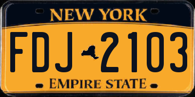 NY license plate FDJ2103