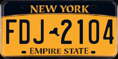 NY license plate FDJ2104