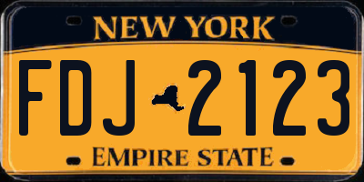 NY license plate FDJ2123