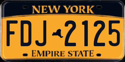 NY license plate FDJ2125