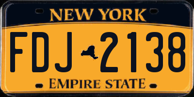 NY license plate FDJ2138