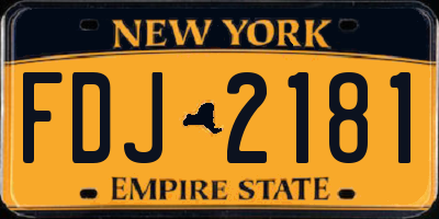 NY license plate FDJ2181