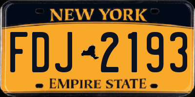 NY license plate FDJ2193