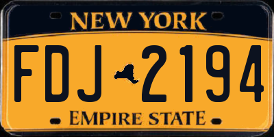 NY license plate FDJ2194