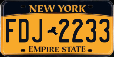NY license plate FDJ2233