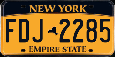 NY license plate FDJ2285