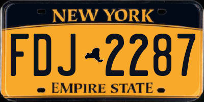 NY license plate FDJ2287
