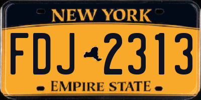 NY license plate FDJ2313