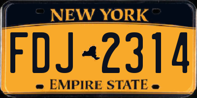 NY license plate FDJ2314