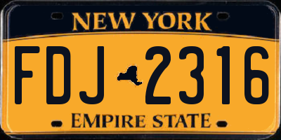 NY license plate FDJ2316