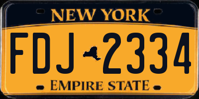NY license plate FDJ2334