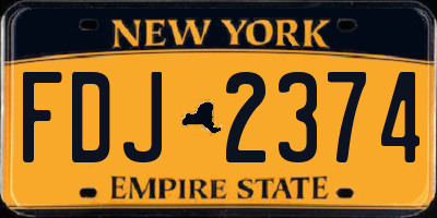 NY license plate FDJ2374