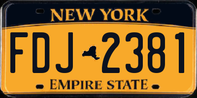 NY license plate FDJ2381