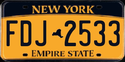 NY license plate FDJ2533