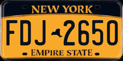 NY license plate FDJ2650