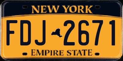 NY license plate FDJ2671
