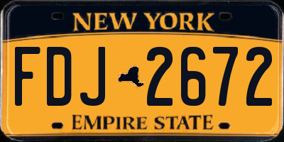 NY license plate FDJ2672