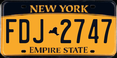 NY license plate FDJ2747