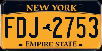 NY license plate FDJ2753