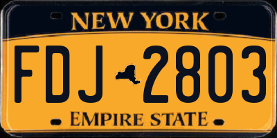 NY license plate FDJ2803