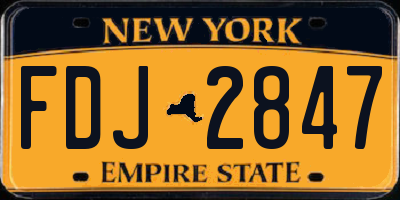 NY license plate FDJ2847