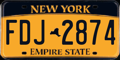 NY license plate FDJ2874