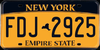 NY license plate FDJ2925