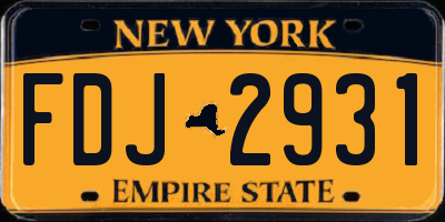 NY license plate FDJ2931