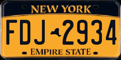 NY license plate FDJ2934