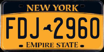 NY license plate FDJ2960