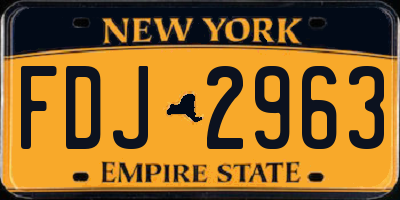 NY license plate FDJ2963