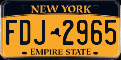 NY license plate FDJ2965