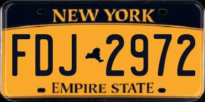 NY license plate FDJ2972