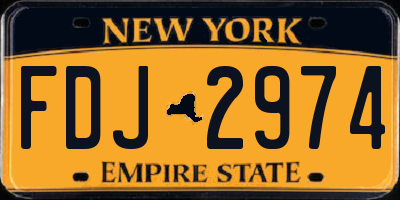 NY license plate FDJ2974