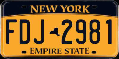 NY license plate FDJ2981
