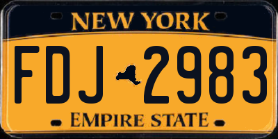 NY license plate FDJ2983